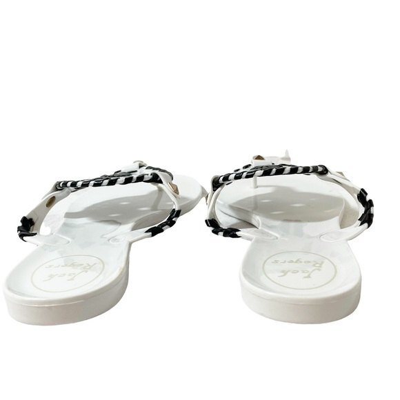 Jack Rogers Georgica Jelly Flip Flop Thong Sandals White & Black Women’s Size 5 - Picture 8 of 14